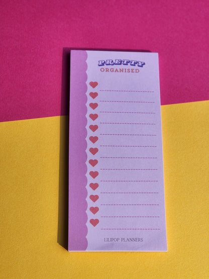 Hearts notepad planner