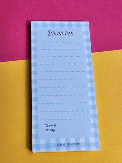 Gingham notepad planner