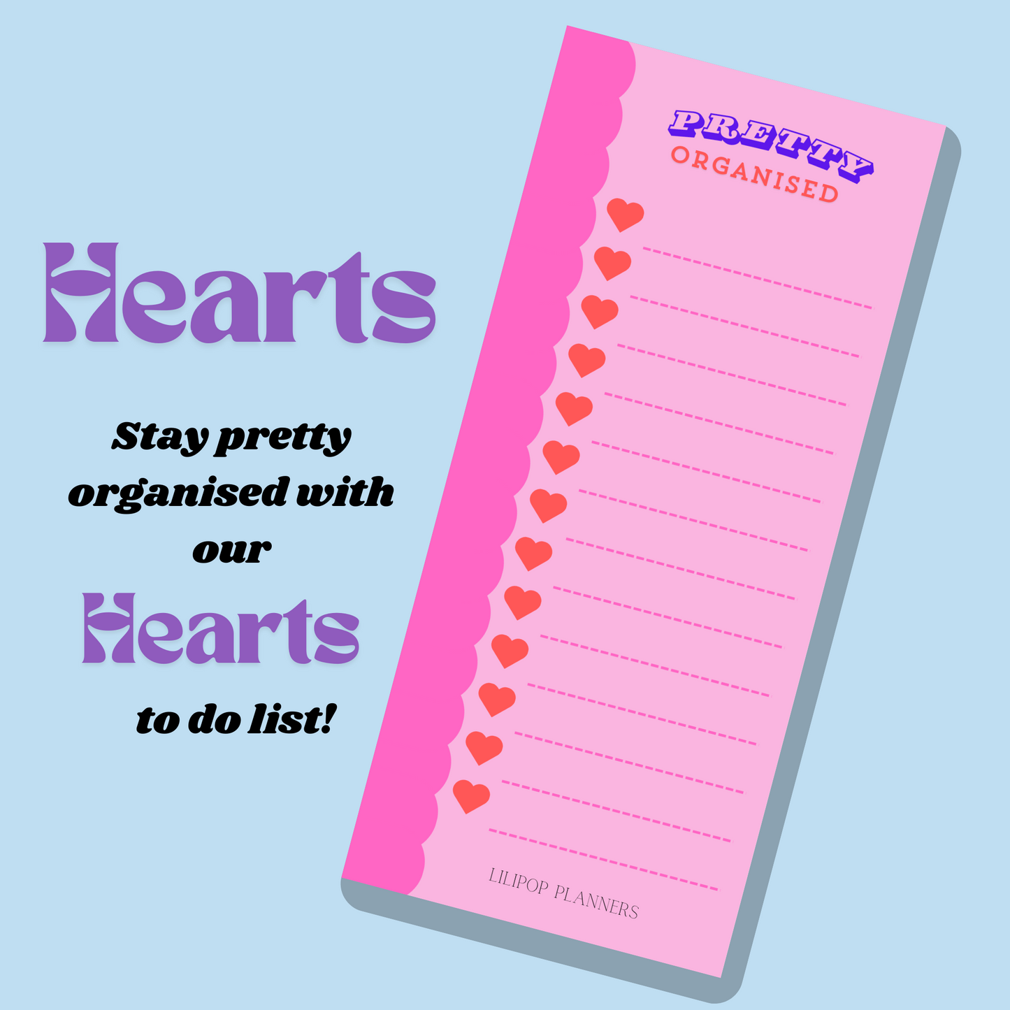 Hearts notepad planner