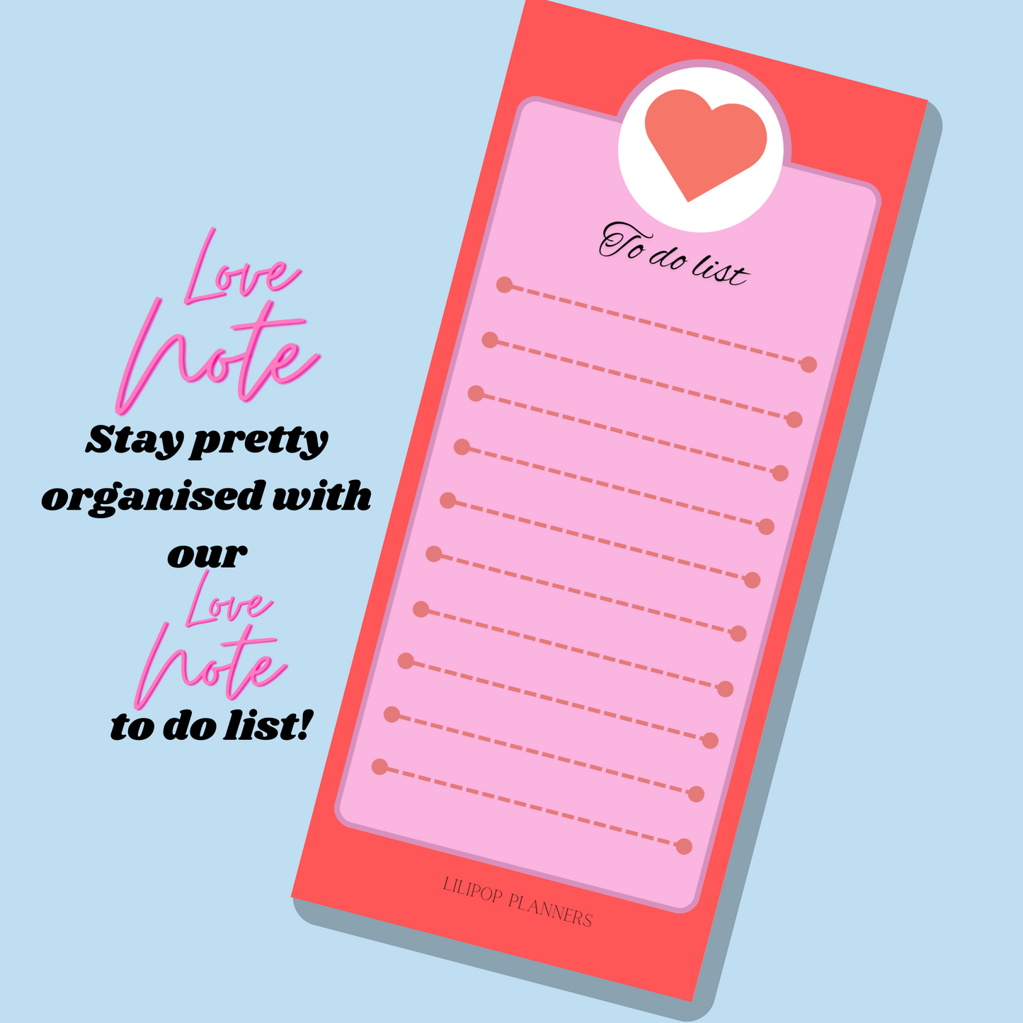 Love note notepad to do list planner