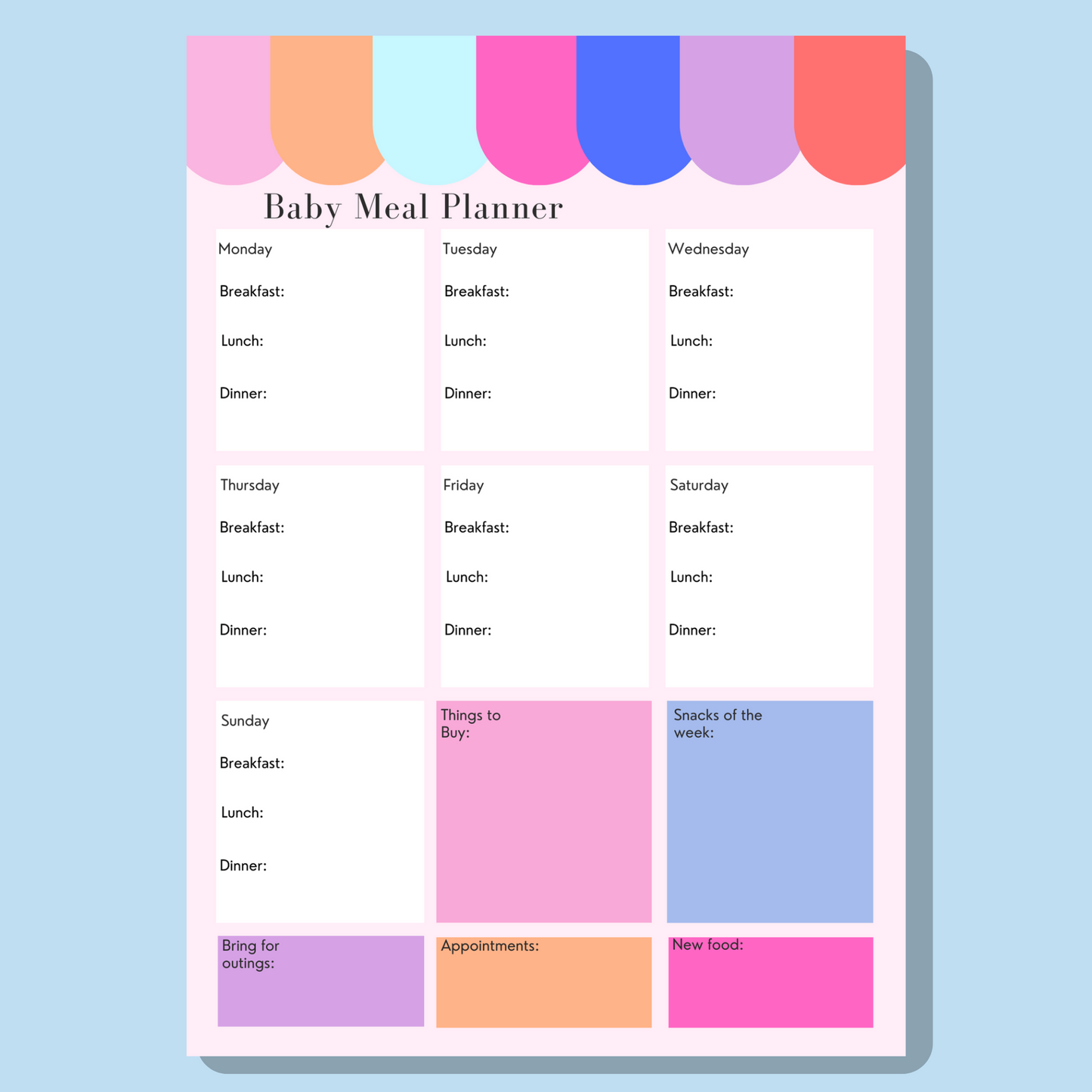 Baby Meal Planner notepad (A5)