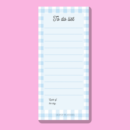 Gingham notepad planner