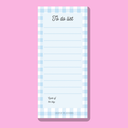 Gingham notepad planner