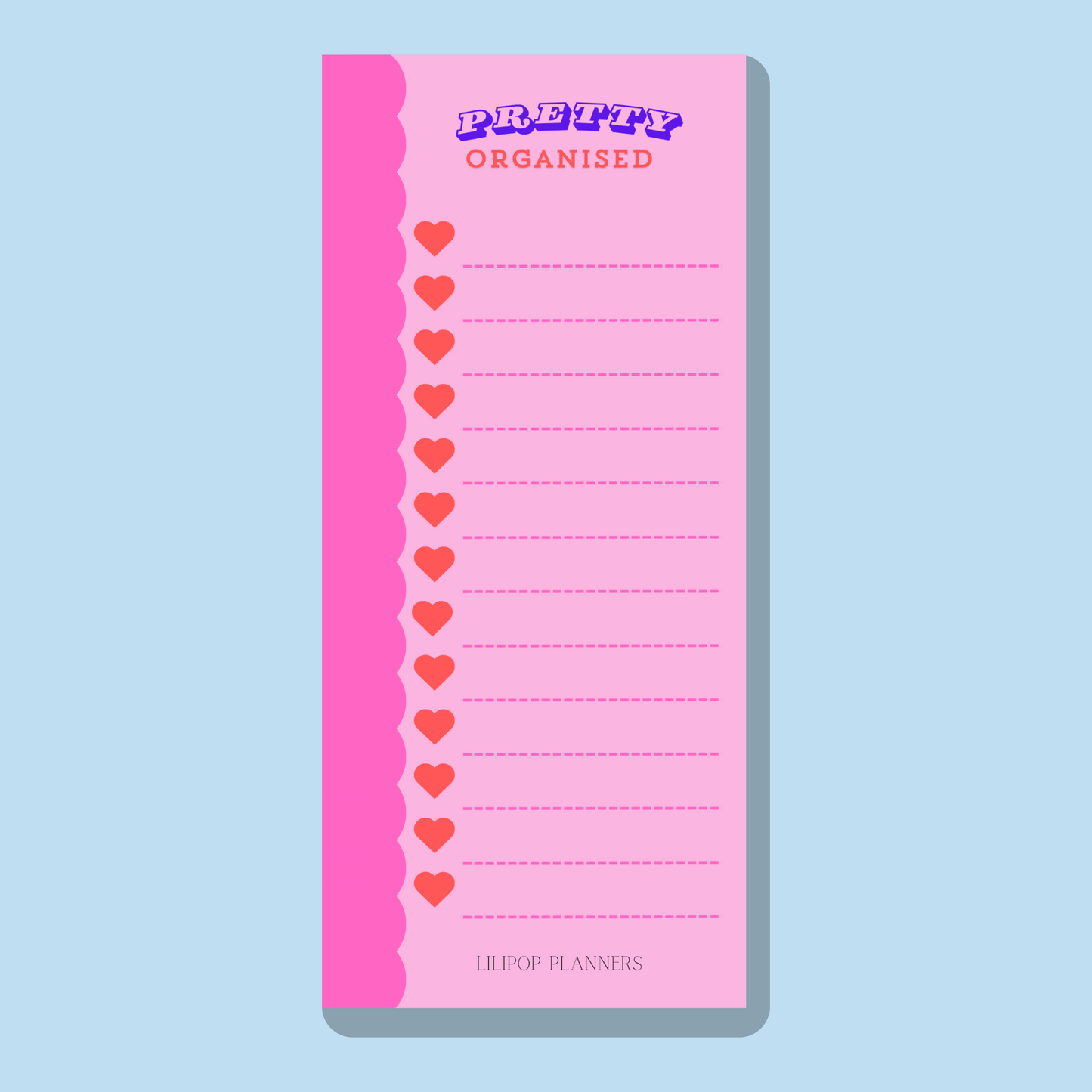 Hearts notepad planner